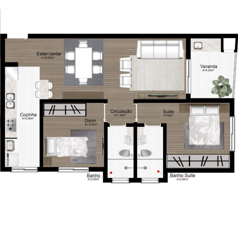 APARTAMENTO 3 DORM.